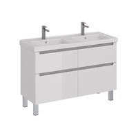 Тумба Lemark BUNO 125 см под 2 раковины, подвесная/напольная, 4 ящика, цвет планки: Серый, цвет корп арт-LM04B125T — фото 4, Тумбы под раковину