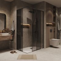 Душевое ограждение Grossman Galaxy (90х80х195) прямоугольник,раздвижная,черный матовый,стекло тонированное, 1 место арт-300.K33.01.9080.21.10 — фото 3, Прямоугольные душевые уголки