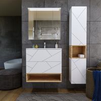 Тумба с раковиной и нишей Бриклаер КРИСТАЛЛ 80B, белый/дуб бунратти — фото 5, Тумбы с раковиной