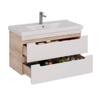 Тумба Lemark OLIVIA 100 см под 1 раковину, подвесная, 2 ящика, цвет корпуса: Дуб кантри, цвет фасада LM08OL100T — фото 1, Тумбы под раковину