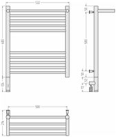 Полотенцесушитель электрический Сунержа Богема с полкой 3.0 600х500 / МЭМ левый Тёмный титан муар 15-5806-6050 — фото 3, Электрические полотенцесушители