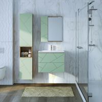 Тумба под раковину подвесная Бриклаер КРИСТАЛЛ фисташковый, 70 см 4627125417160 — фото 4, Тумбы с раковиной