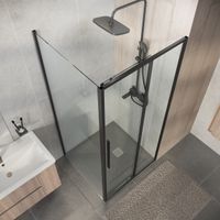 Душевое ограждение Niagara Nova NG-34-9AGR-A100GR-34 (90х100х195) прямоугольник,раздвижная,графит,стекло прозрачное,2 места — фото 6, Прямоугольные душевые уголки