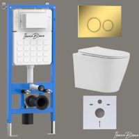 Комплект 3в1 IBERICA BLANCA инсталляция SILENCIO, унитаз BURGOS ALTO белый, кнопка смыва ESTI-O золото глянцевое (IB001.BRA.231.826) — фото 1, Комплекты унитаз + инсталляция