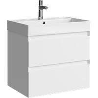 Подвесная тумба с двумя ящиками 65 см, цвет белый с умывальником арт-GE01652WM — фото 3, Тумбы с раковиной