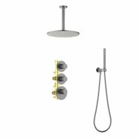 Душевая система встроенная с термостатом Timo Saona черное золото арт-SX-2399/18SM — фото 1, Встраиваемые душевые комплекты