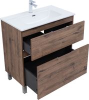 Товар: Тумба с раковиной Aquanet Алвита new 80 (Flat) напольная 2 ящ. цв.дуб веллингтон табак 00345680 - фото 4 Тумба с раковиной Aquanet Алвита new 80 (Flat) напольная 2 ящ. цв.дуб веллингтон табак 00345680 — фото 4, Тумбы с раковиной