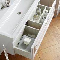 Подвесная тумба с одним ящиком в белом глянцевом цвете с умывальником из литьевого мрамора. арт-Emp.01.10/W — фото 3, Тумбы с раковиной