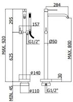 Смеситель для ванны Paffoni Light LIG032ST сталь — фото 1, Смеситель для ванны