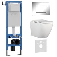 Комплект 3в1 IBERICA BLANCA инсталляция SILENCIO MINI, унитаз BILBAO ALTO белый, кнопка смыва INOX-C хром глянцевый (IB.001M.BLA.234.1131) — фото 1, Комплекты унитаз + инсталляция