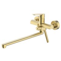 Товар: Смеситель для ванны Azario Alanti керамический картридж, длинный излив, с ручным душем, шланг 150 см, золото матовое арт-AZ-K1732MG - фото 1 Смеситель для ванны Azario Alanti керамический картридж, длинный излив, с ручным душем, шланг 150 см, золото матовое арт-AZ-K1732MG — фото 1, Смеситель для ванны