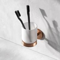 A85A34344 X-Joy, Стеклянный стакан с настенным держателем, роз. золото — фото 5, Стаканы для зубных щеток