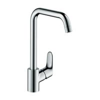 Смеситель для кухни, Hansgrohe, Focus M41, Eco, тип открывания воды-однорычажный, тип регулирования воды-керамический картридж, монтаж-на раковину/столешницу, отверстия для монтажа-1, высота, мм-338, вынос излива, мм-204, тип излива-поворотный, тип подводки-гибкая, стандарт подвода воды-3/8", цвет-хром арт-31821000 — фото 1, Смесители для кухни