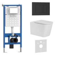 Комплект 3в1 IBERICA BLANCA инсталляция SILENCIO, унитаз TOLEDO ALTO белый, кнопка смыва ESTI-S черный матовый (IB001.TLA.231.851) — фото 1, Комплекты унитаз + инсталляция