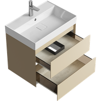 Подвесная тумба с двумя ящиками 65 см, цвет морская дюна с умывальником арт-GE01652MD — фото 1, Тумбы с раковиной