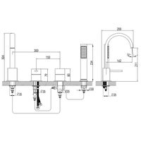 Смеситель на борт ванны Azario DELICATE каскадный, на 4 отверстия, черный матовый арт-AZ-QA28173PA-0307APA — фото 1, Смесители на борт ванны