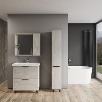 Зеркало со шкафом VIANT БЕРЛИН 80 подвесное цемент арт-VBER80C-ZSH — фото 4, Зеркальные шкафы в ванную