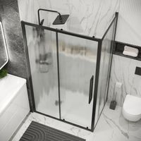 Душевое ограждение Grossman Cosmo 100.K33.02.110.21.02-200.K33.02.100.21.02 (110х100х195) раздвижная(левая),черный матовый,стекло шиншилла,2 места арт-120.K33.02.1110.21.02 — фото 3, Прямоугольные душевые уголки