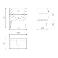 Тумба подвесная "ВИВА-70 см" с 2-я ящиками белый глянец (ум.GR-3016) арт-107012 — фото 4, Тумбы под раковину