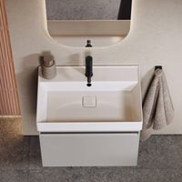 Подвесная тумба 81 см с одним ящиком в цвете серый туман, с умывальником арт-PUR0108ST — фото 3, Тумбы с раковиной