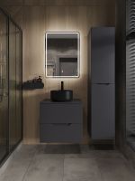 Orange Line тумба с раковиной подвесная 60 см, графит/черный арт-Li-60TugMDF+B07-345B — фото 3, Тумбы с раковиной