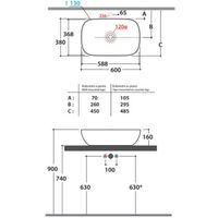 Раковина GLOBO T-EDGE на столешницу без отверстий цвет белый арт-B6R60BI — фото 3, Раковины накладные