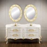 VIRGINIA База двойная L193xH82xP59 см. 4 ящика, цвет: LACATTO BIANCO/декор золото, ручки золото 30697 — фото 1, Тумбы под раковину