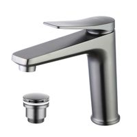 Bronx Смеситель для раковины, монолит.излив154мм дон.клап.Click/Clack,р/ОД, графит, LM, арт-LM3737GM — фото 1, Смесители для раковины