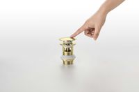 сливной набор для раковины Push-open с переливом, крышка круглая, полир. Золото арт-AQ6002PG — фото 4, Донные клапаны