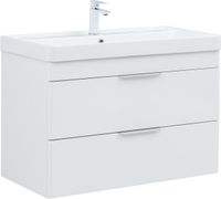 Тумба с раковиной Aquanet Ирис new 90 подвесная 2 ящ. цв. белый глянец 00342092 — фото 2, Тумбы с раковиной