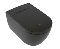 Товар: Унитаз, Villeroy&Boch, Viclean, безободковый (с открытым смывным краем), тип установки-подвесной, ширина, мм-385, глубина, мм-595, высота, мм-360, форма чаши-овальная, выпуск-горизонтальный, сиденье с функцией биде-в комплекте, вид грязеотталкивающего покрытия-CeramicPlus, цвет-Pure Black арт-V0E100R7 - фото 1 Унитаз, Villeroy&Boch, Viclean, безободковый (с открытым смывным краем), тип установки-подвесной, ширина, мм-385, глубина, мм-595, высота, мм-360, форма чаши-овальная, выпуск-горизонтальный, сиденье с функцией биде-в комплекте, вид грязеотталкивающего покрытия-CeramicPlus, цвет-Pure Black арт-V0E100R7 — фото 1, Подвесные унитазы