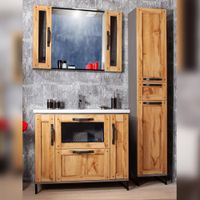 Комплект мебели для ванной Бриклаер ЛОФТ 100L, метрополитен грей — фото 1, Комплекты мебели для ванной