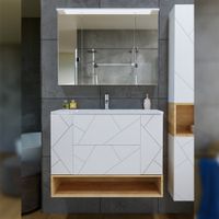 Комплект мебели для ванной Бриклаер , белый/дуб бунратти арт-КРИСТАЛЛ 100ZB — фото 1, Комплекты мебели для ванной