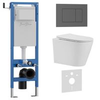 Комплект 3в1 IBERICA BLANCA инсталляция SILENCIO MINI, унитаз BURGOS ALTO белый, кнопка смыва ESTI-S серый матовый (IB.001M.BRA.231.856) — фото 1, Комплекты унитаз + инсталляция