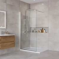 Душевая перегородка BelBagno Kraft 90 см, профиль хром, стекло прозрачное, арт-KRAFT-L-1-90-C-Cr — фото 2, Душевые перегородки