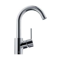 Смеситель для раковины, Hansgrohe, Talis S, тип открывания воды-однорычажный, тип регулирования воды-керамический узел смешивания, тип установки-на раковину, отверстия для монтажа-1, высота, мм-268, вынос излива, мм-145, тип излива-поворотный 360°, донный клапан-есть, стандарт подвода воды-3/8", цвет-хром, подходит для проточных водонагревателей арт-32070000 — фото 1, Смесители для раковины