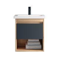 тумба Этюд 50 (Como 50) 1 ящик подвесная графит/дуб золотой без умывальника MFR80036GT — фото 1, Комоды и тумбы для ванной комнаты