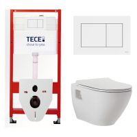 КОМПЛЕКТ TECE + beWash: 9400413 Инсталляция TECE + Vettern Унитаз подвесной с сиденьем микролифт белый глянец 82323201+EVB7382 арт-TC41382201 — фото 2, Комплекты унитаз + инсталляция