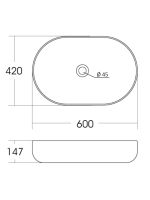 Товар: Agger Раковина накладная санфарфор, белый глянец арт-ASO21600 - фото 8 Agger Раковина накладная санфарфор, белый глянец арт-ASO21600 — фото 8, Раковины накладные