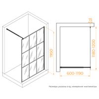 Душевая перегородка RGW WA-111B 120x195, профиль черный, стекло прозрачное(Принт)/8 мм, арт-411011112-84 — фото 8, Душевые перегородки