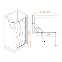 Душевая дверь RGW HO-012B 100x195, профиль черный, стекло прозрачное/8 мм, арт-350601200-14 — фото 7, Распашные душевые двери