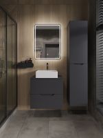 Orange Line Li-60TugMDF+B04-405W тумба с раковиной подвесная 60 см, графит/белый Li-60TugMDF+B04-405W — фото 7, Тумбы с раковиной