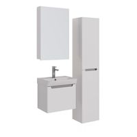 Тумба Lemark BUNO MINI 50 см под 1 раковину, подвесная, 1 ящик, цвет планки: Серый, цвет корпуса, фа арт-LM05BM50T — фото 5, Тумбы под раковину