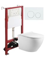 Agger Унитаз подвесной безободковый TORNADO белый с инсталляцией, микролифт, кнопка смыва белая арт-ATI09150L+APB188 — фото 11, Комплекты унитаз + инсталляция