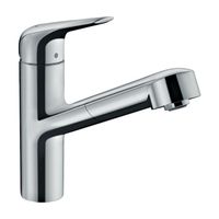 Смеситель для кухни, Hansgrohe, Focus M42, sBox, тип открывания воды-однорычажный, тип регулирования воды-керамический картридж, монтаж-на раковину/столешницу, отверстия для монтажа-1, высота, мм-222, вынос излива, мм-206, тип излива-выдвижной, поворотный 120°, корпус для шланга, магнитная система крепления душа MagFit, тип подводки-гибкая, стандарт подвода воды-3/8", цвет-хром арт-71829000 — фото 1, Смесители для кухни