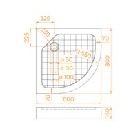 Душевой поддон полукруглый RGW SMC/R W Белый (Уценка) 800x800 57350488-01U — фото 6, Душевые поддоны