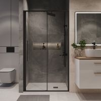 Дверь в нишу Niagara Nova NG-84-13AB (130х195) черный матовый,стекло прозрачное,дверь раздвижная,1 место — фото 4, Раздвижные душевые двери