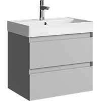 Подвесная тумба с двумя ящиками 65 см, цвет серый туман с умывальником арт-GE01652ST — фото 3, Тумбы с раковиной