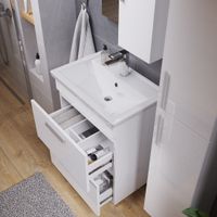 Тумба напольная "НЕО-60 см" с 2-я ящ. белая (ум.Фостер-60) арт-106028 — фото 3, Тумбы под раковину