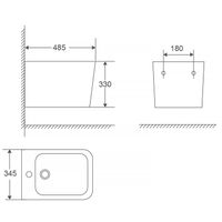 Биде подвесное Azario Teramo 345х485х330 санфаянс арт-AZ-0052F — фото 8, Биде подвесные